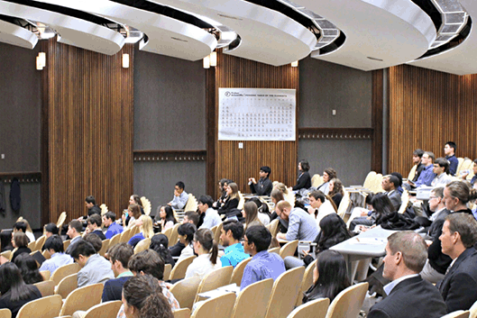 students in a classroom audience setting